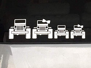 Jeep Wrangler Family - White Vinyl Decal/Sticker for Car, Truck, Van, SUV - Stick Figure (Dad)