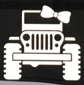 Jeep Wrangler Family - White Vinyl Decal/Sticker for Car, Truck, Van, SUV - Stick Figure (Girl)