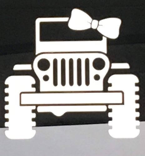 Jeep Wrangler Family - White Vinyl Decal/Sticker for Car, Truck, Van, SUV - Stick Figure (Mom)