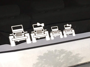 Jeep Wrangler Family - White Vinyl Decal/Sticker for Car, Truck, Van, SUV - Stick Figure (Dad)