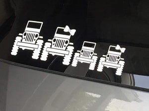 Jeep Wrangler Family - White Vinyl Decal/Sticker for Car, Truck, Van, SUV - Stick Figure (Boy)