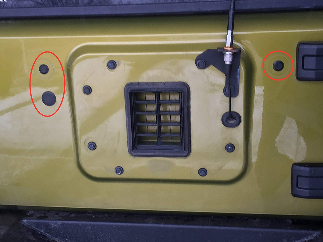 Plastic Tailgate Plug Set for Jeep JK Wrangler Tramp Stamp Spare Tire Carrier Delete