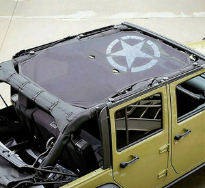 Jeep Wrangler JK JKU Unlimited Rubicon Sahara Mesh Sun Shade Top Cover with Star